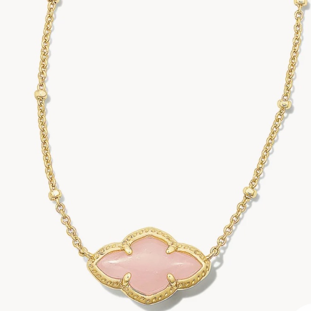 kendra scott abbie gold rose quartz pendant necklace